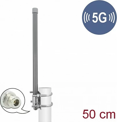 Antenë 5G DeLOCK 3.3–3.8 GHz, N-type, 8 dBi, 50 cm, gri