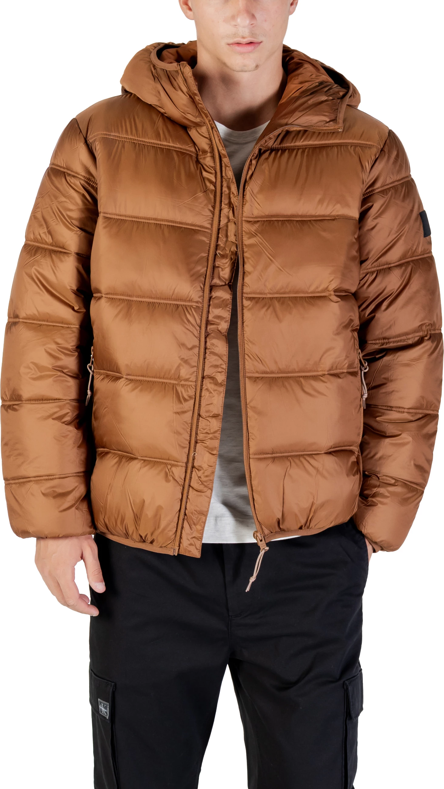 Jakne për meshkuj Tommy Hilfiger Jeans TJM Hooded Logo Puff DM0DM22044, kafe [Madhësia: M]