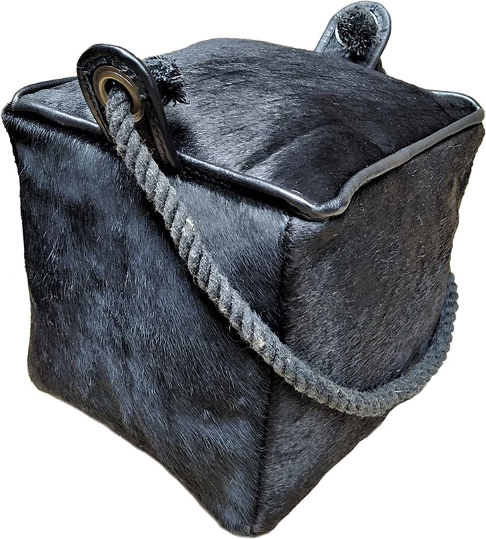 Ndalesë dere dekorative PUERTA, lëkurë dhe pambuk, e zezë, 15x15x15 cm