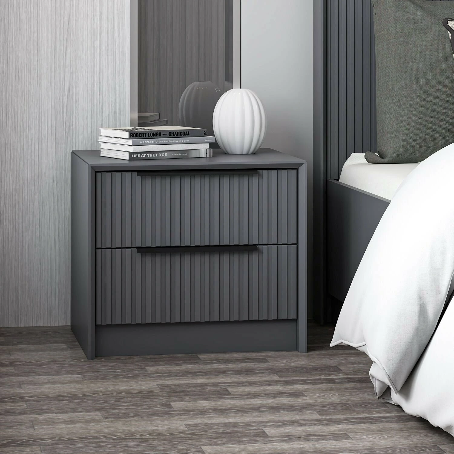 Komodinë nate Hanah Home, Kale Luxe Soft, anthracite, 4799