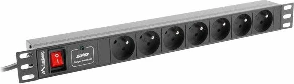Shirit rryme PDU Lanberg PDU-07E-0200-BK 19\" 1U 7x 230V 2m, i zi