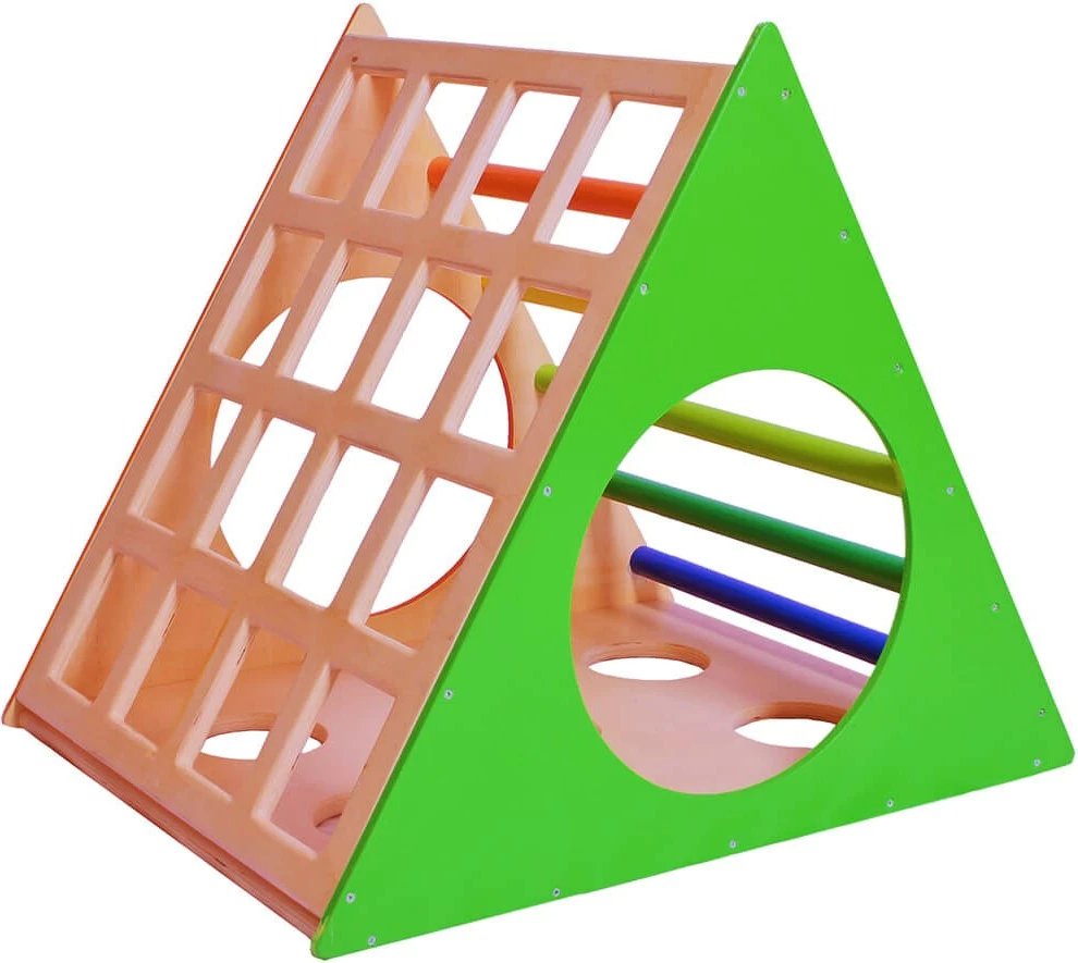 Lodër druri për fëmijë, shumëngjyrëshe, Prisma dhe shkallë, Skye Decor