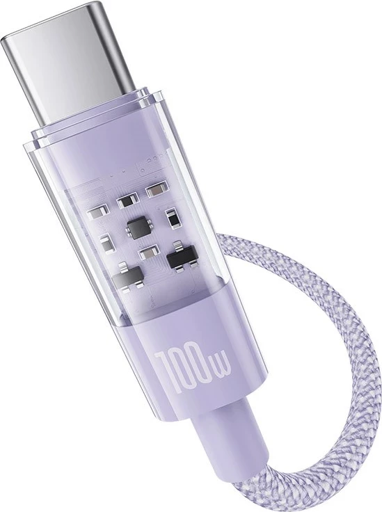 Kabllo Baseus Gem USB A në USB C, 2 m, 100 W, Vjollcë