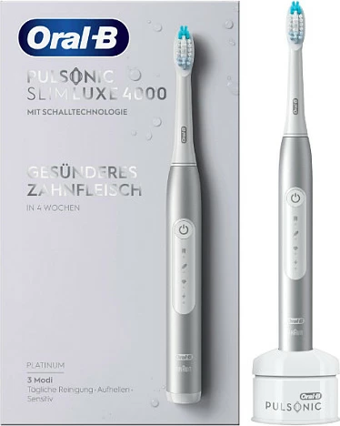 Furçë dhëmbësh elektrike Oral-B Pulsonic Slim Luxe 4000, sonike, 3 modalitete, platin