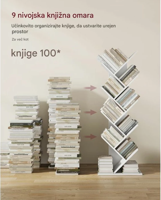 Raft librash VASAGLE LBC11WTV1, formë peme, 9 nivele, 50x25x141 cm, e bardhë
