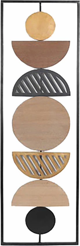 Dekor muror Wabi Sabi, metal, natyrale-gri-e zezë, 30x2x100cm