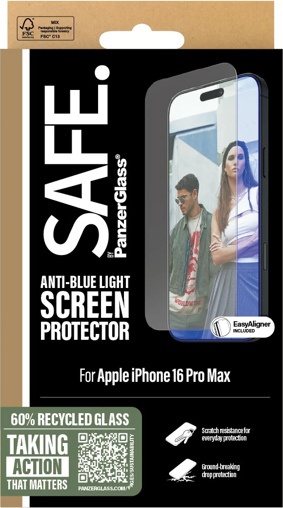 Mbrojtës ekrani PanzerGlass për iPhone 16 Pro Max, transparent