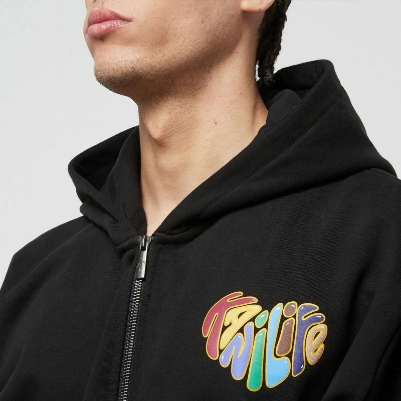 Duks me zip të plotë Karl Kani Woven Signature Kani Life OS për meshkuj dhe femra, ngjyrë e zezë [Madhësia: XS]