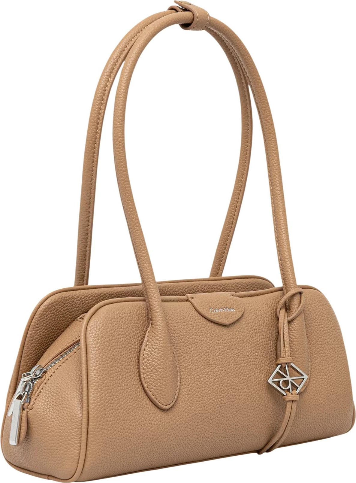 Çantë supi për femra Calvin Klein Emblem Trio Pebble LV04F3743G, bezhë e çelët