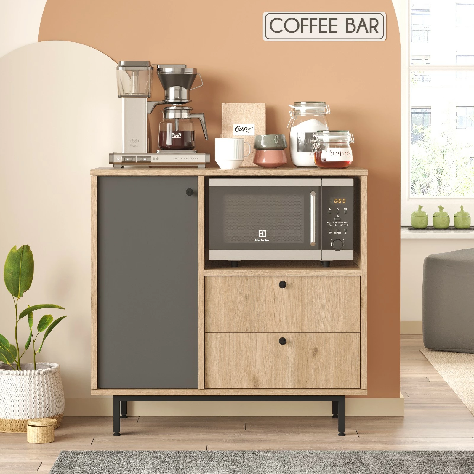 Dollap multifunksional Hanah Home, RE1-SA, ngjyrë lis dhe antracit