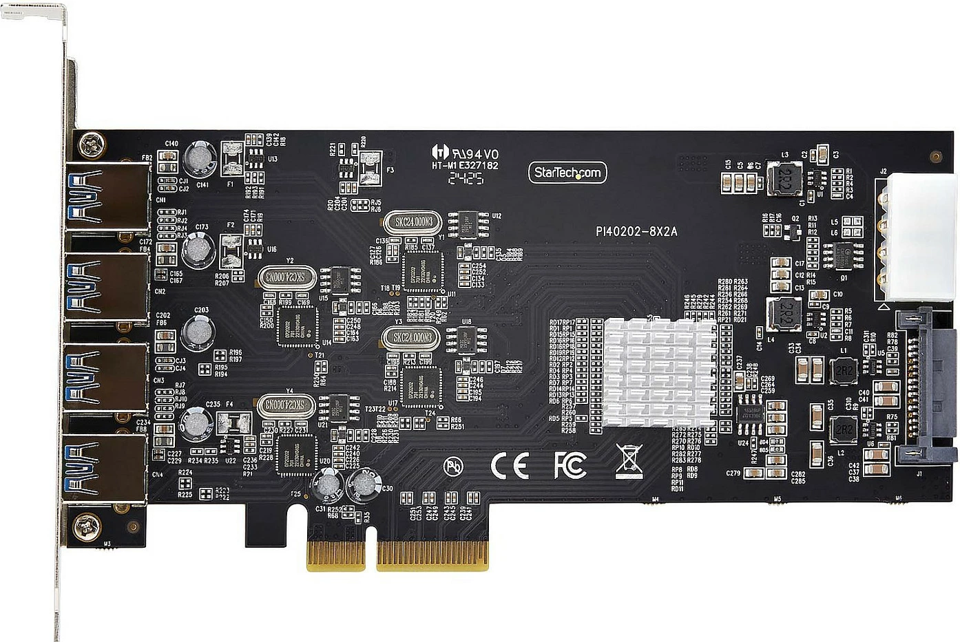 Kartë zgjerimi USB PCIe StarTech 4-Port, USB 3.2 Gen 1 5Gbps, 4x USB-A, PCIe 2.0 x4, e zezë