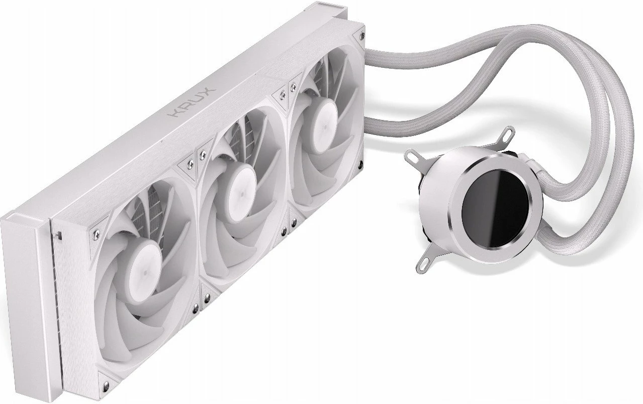 Ftohës uji Krux HydroGlance 360 ARGB LCD KRXE005, radiator 360mm, 3x120mm PWM ARGB, e bardhë