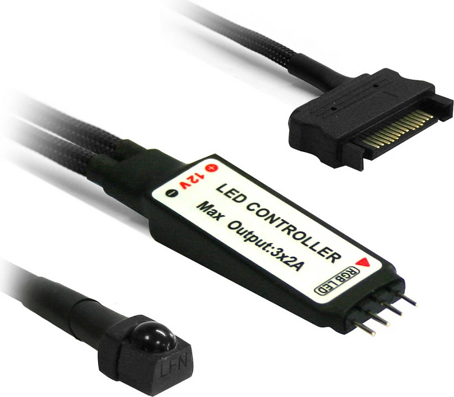 Kontroller për shirit LED RGB Nanoxia, IR wireless, 12V, zi/bardhë