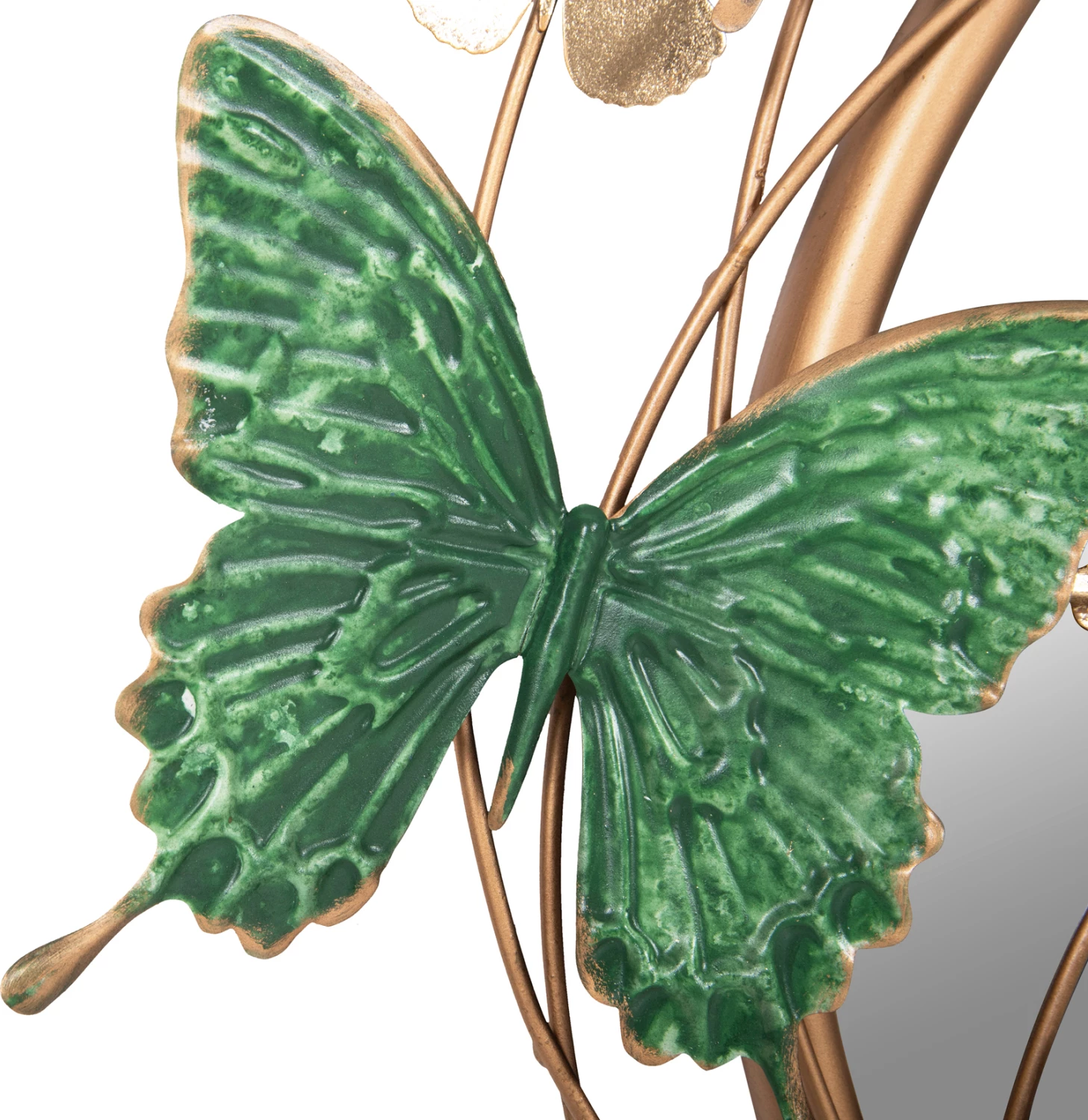 Pasqyrë muri rrumbullakët FH4213, metalike, ari-e gjelbër-e kaltër, 62x6.5x56H cm