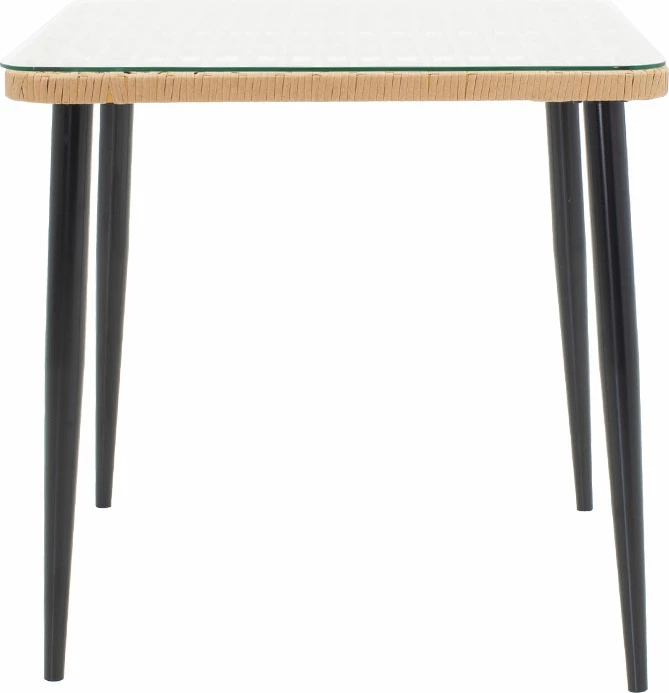 Tavolinë Naoki metalike, ngjyrë e zezë-pe natyrale-xham 80x80x78cm