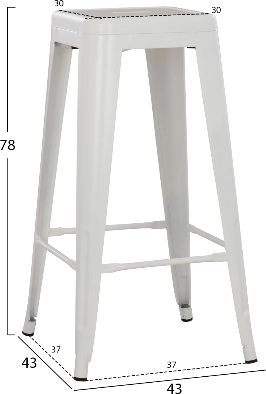 Karrige për bar MELITA-PRO FH8642.41 metalike, ngjyrë e bardhë mat, 43x43x78H cm