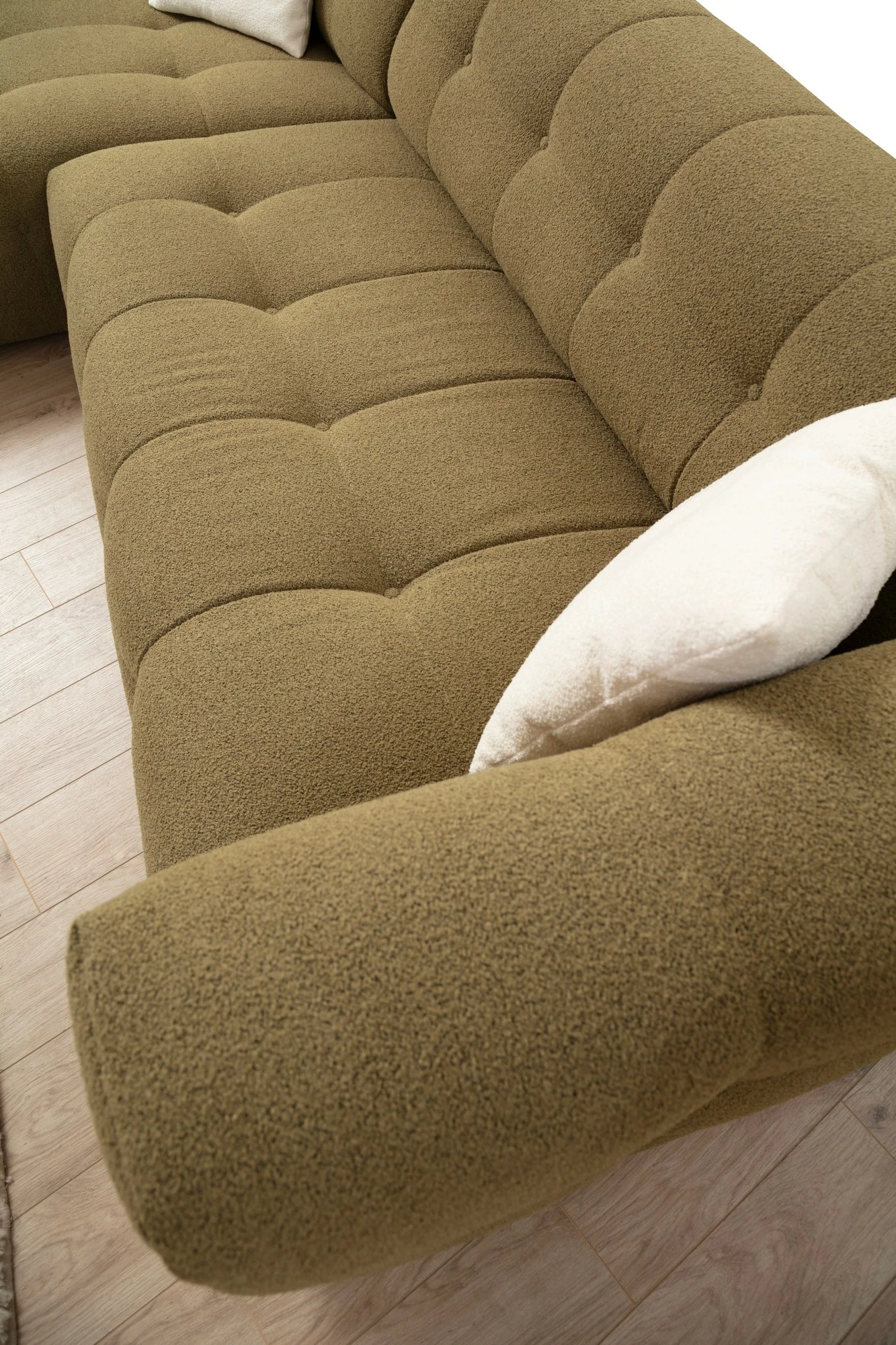 Këndsofa Cady, 3 vende, kënd majtas, ngjyrë kaki