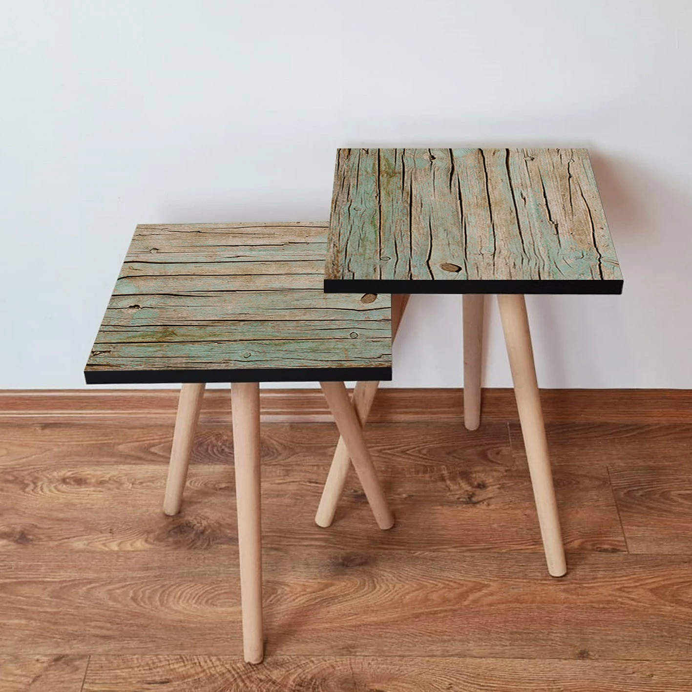 Set tavolinash të mbivendosura, ngjyrë e gjelbër dhe kafe, Skye Decor, 2 copë, 2Shp125