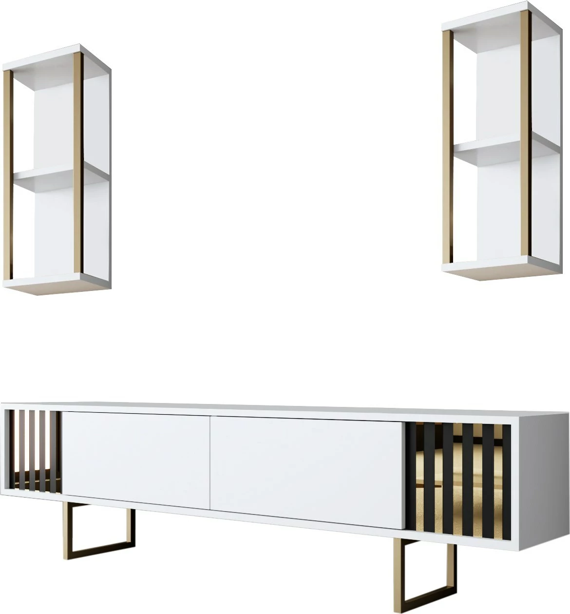 Set mobiljesh për dhomë dite, Gold Line, e bardhë, ari