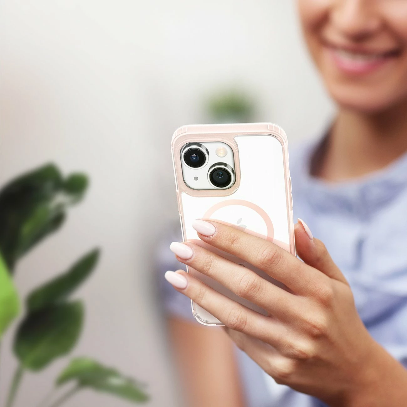 Mbështjellës Dux Ducis Clin2 për iPhone 14 Plus, MagSafe, Rozë, Transparent