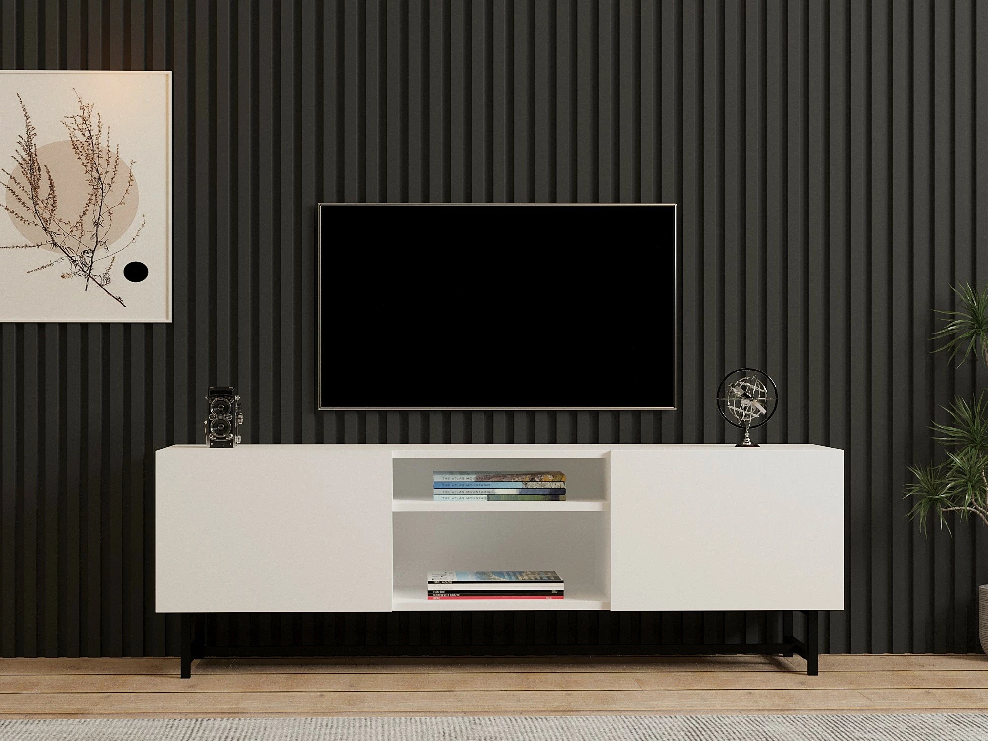 Komodë TV Hanah Home, Tugi, e bardhë