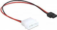 Kabllo rryme DeLOCK 82913, Molex 4-pin në Slim SATA 6-pin/SATA 15-pin, 24.5 cm, e zezë/kuqe