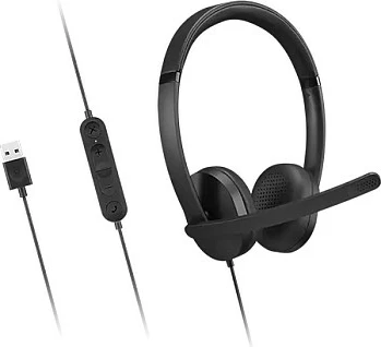 Kufje me mikrofon Lenovo USB-A Wired Stereo Headset Gen 2, të zeza