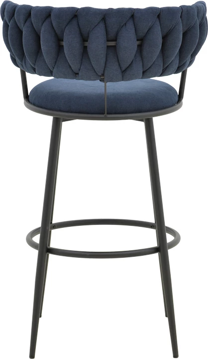 Karrige për bar Alkia, stof ngjyrë kaltër e errët, këmbë metalike të zeza, 50x56x95cm, set prej 2 copash