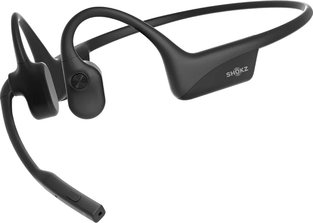 Kufje Shokz OpenComm2 2025 Upgrade, Bluetooth, bone conduction, mikrofon boom me anulim zhurme, USB-C, të zeza