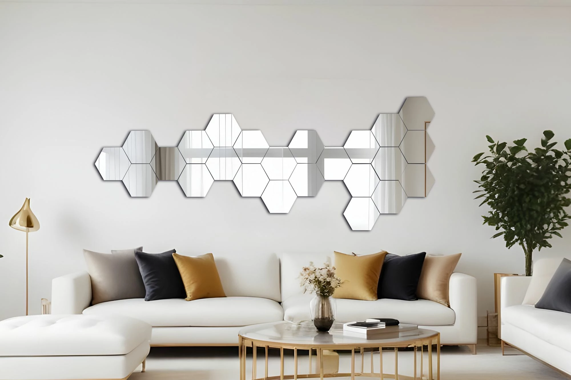 Set pasqyrash gjashtëkëndore, argjend, Skye Decor, 20 copë