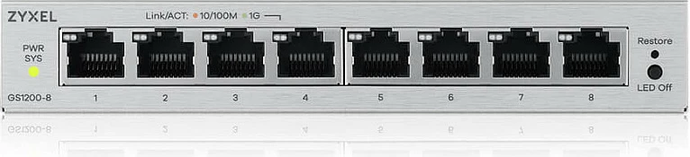 Switch Zyxel GS1200-8V3, 8x Gigabit, Managed L2, Desktop, fanless, argjend