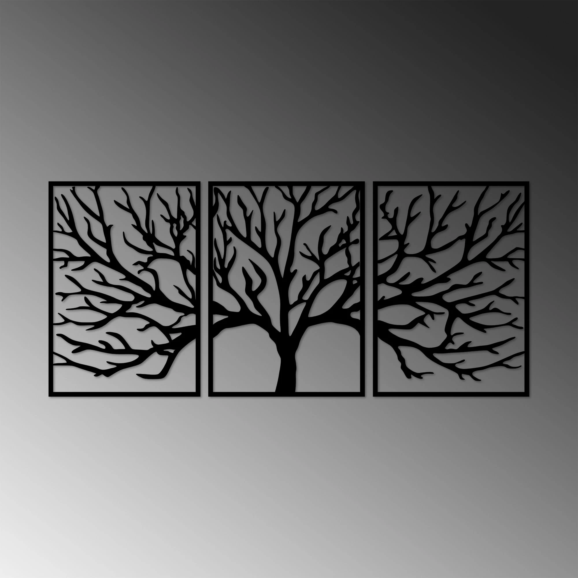 Aksesor dekorativ metalik për mur, Monumental Tree 16, 3 pjesë