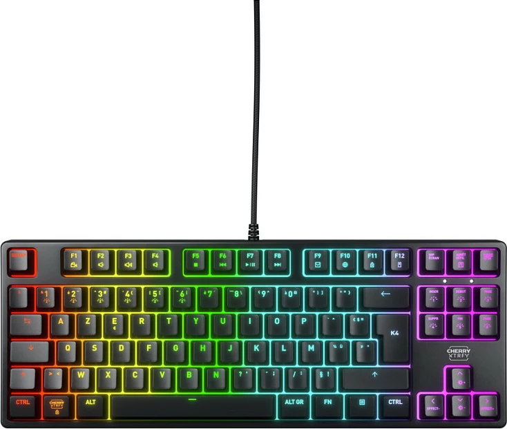Tastierë mekanike Cherry XTRFY K4V2 TKL, Cherry MX2A Red, RGB, USB, AZERTY FR, e zezë
