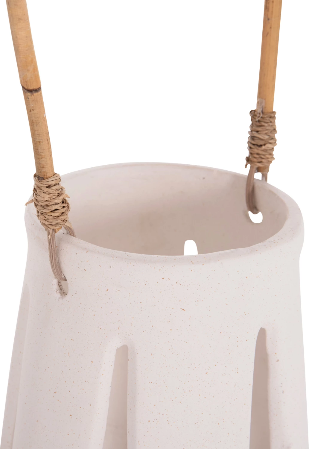 Llambë dekorative tavoline, fibër-cement e bardhë, dorezë ratan, ERANTYL FH4696.02L, 17x27cm
