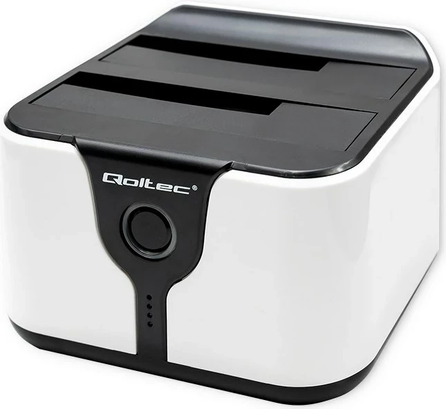 Stacion docking Qoltec 50309, HDD SSD 2.5" 3.5", USB 3.0, Bardhë