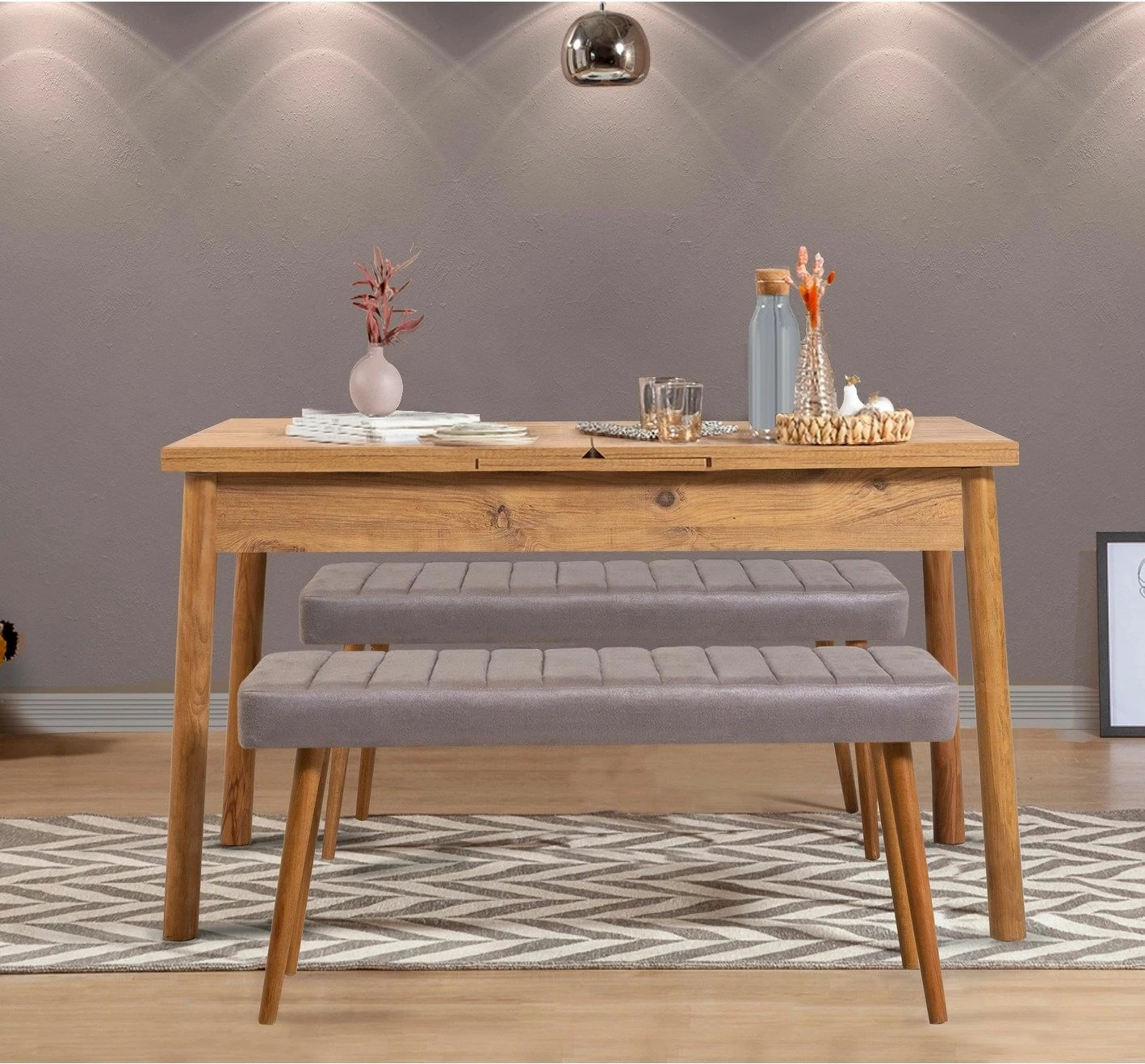 Tavolinë ngrënie me zgjatje Hanah Home, Santiago, ngjyrë Atlantic Pine