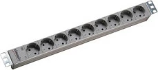 Shirit prizash 19" Bachmann ALU 1U, 9-priza, kabllo 2m, pa switch, alumin/gri