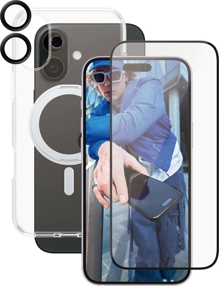 Mbështjellës PanzerGlass për iPhone 16 Plus, 3-në-1, transparent