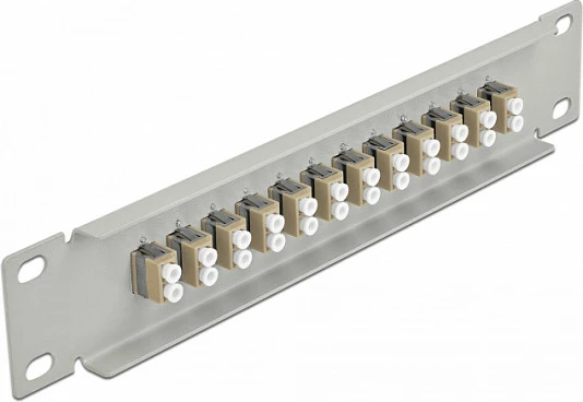 Patch panel fiber optike DeLOCK 10" 12-Port LC Duplex, 1U, metal, beige/gri