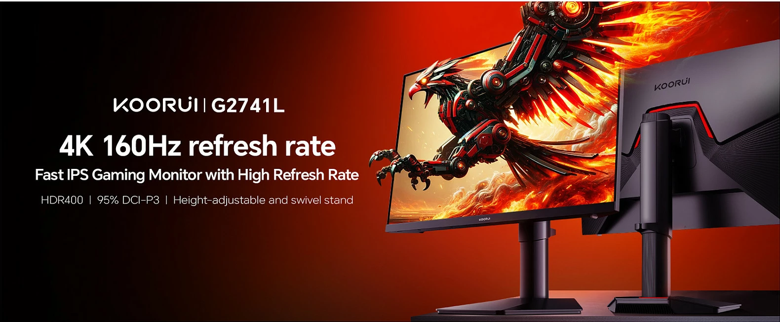 Monitor Koorui G2741L 27" 4K UHD, 1ms, FreeSync Premium, HDR, i zi