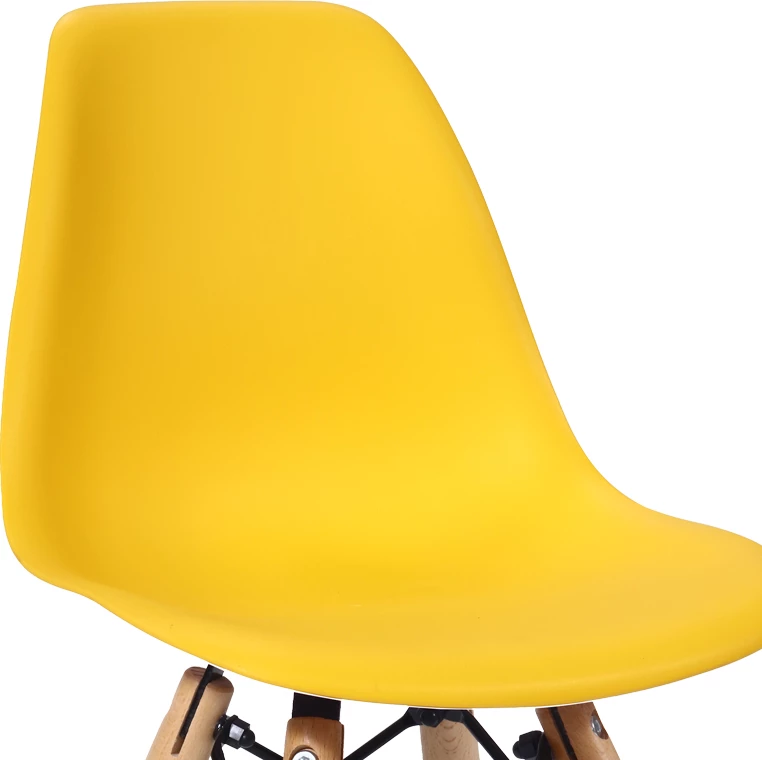 Karrige Julita për fëmijë, PP e verdhë, dru ahu natyral, 35x31x57.5cm, set prej 4 copësh