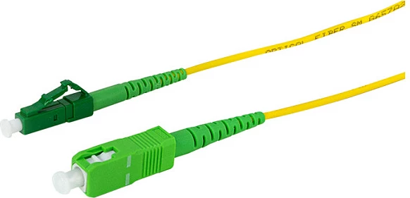 Kabllo fibër optike LogiLink patch cord simplex OS2, SC/APC në LC/APC, 0.5 m, e verdhë