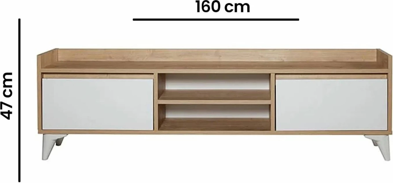 Komodë TV Skye Decor, ngjyrë lisi dhe e bardhë, Tuval 045