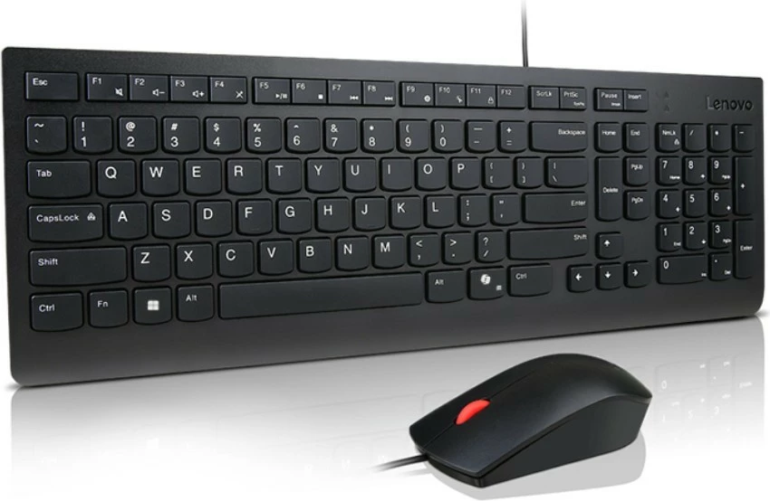 Tastierë dhe Maus me kabllo, Lenovo 4X31R64439, USB, 2.5-zone me bllok numerik, 1600 DPI, e zezë, set