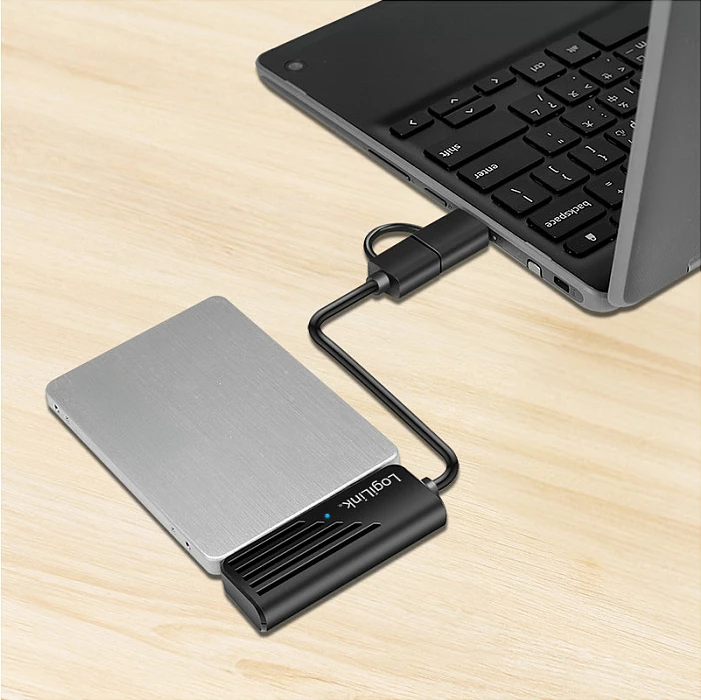 Adapter USB LogiLink USB 3.2 Gen1 Type-C/Type-A në SATA, për HDD/SSD 2.5", i zi