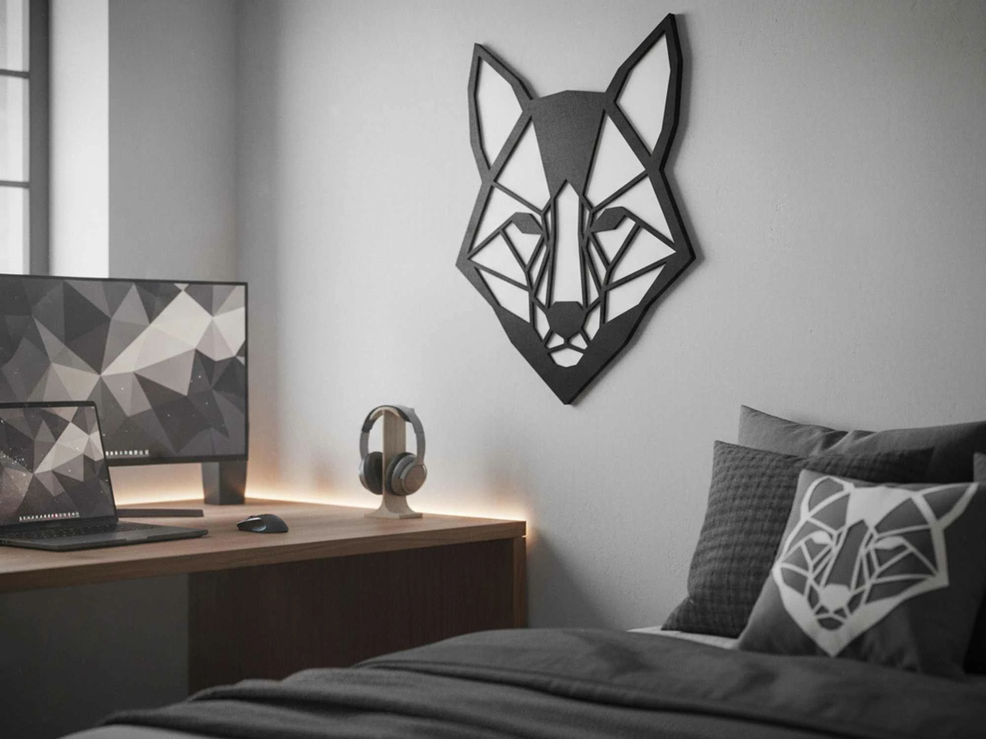 Pikturë dekorative me kornizë MDF, Wallity, Luma, e zezë dhe e bardhë, 55x68cm