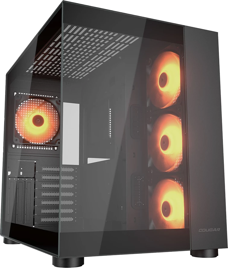 Kasë COUGAR FV150 RGB Midi Tower ATX me panel xhami, 4x120mm fans, E zezë