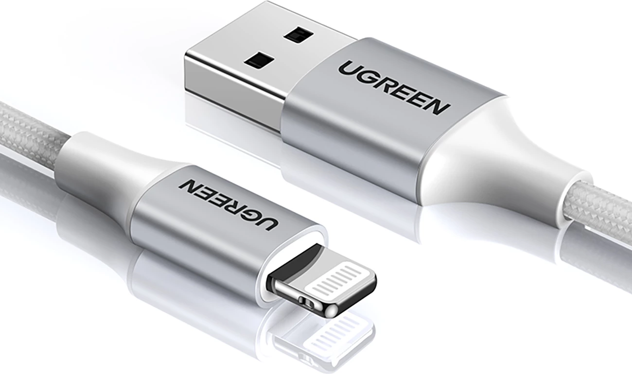 Kabllo Ugreen US199 60163 USB-A në Lightning, 2m, Argjendtë