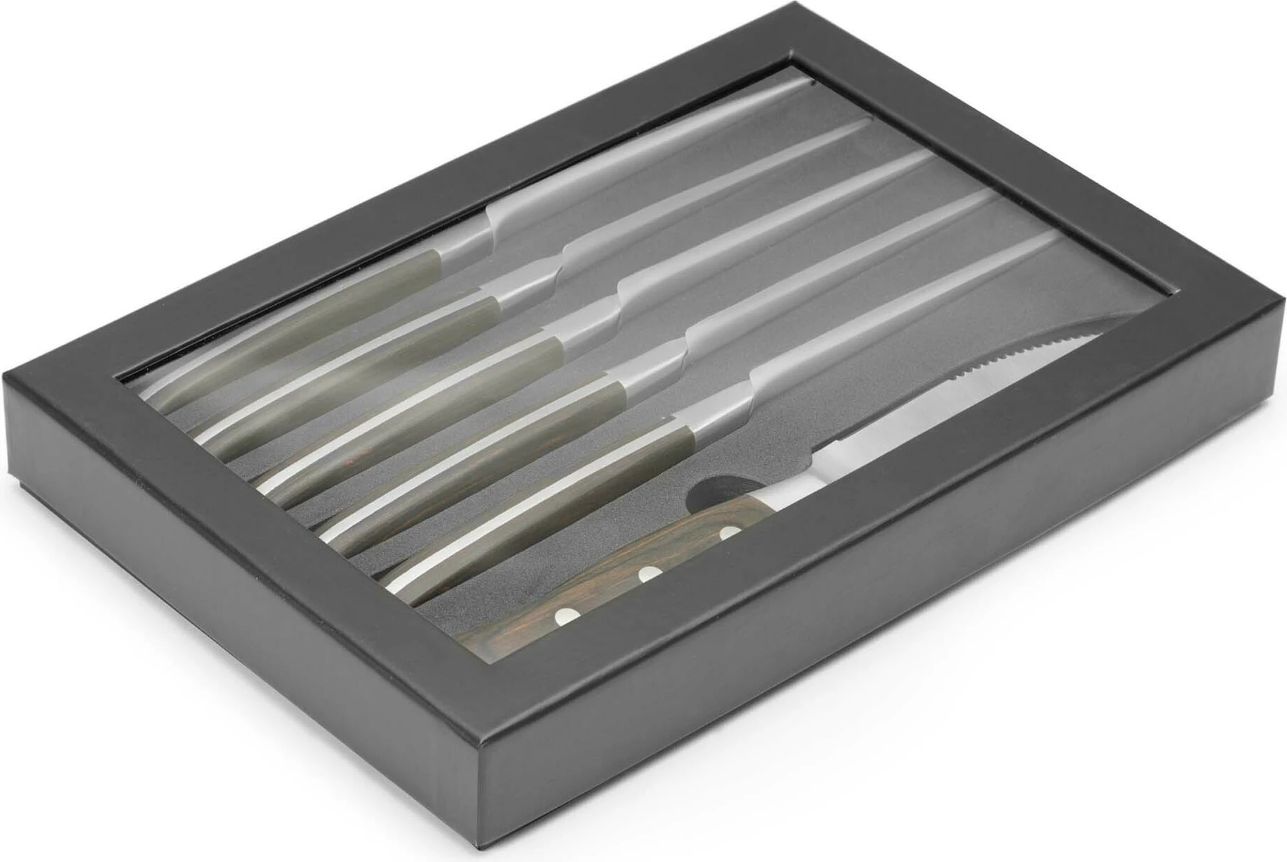 Set thikash bifteku, OVE Corfu Jumbo, teh 120 mm, gjatësi totale 255 mm, dorezë Pakkawood, set 6