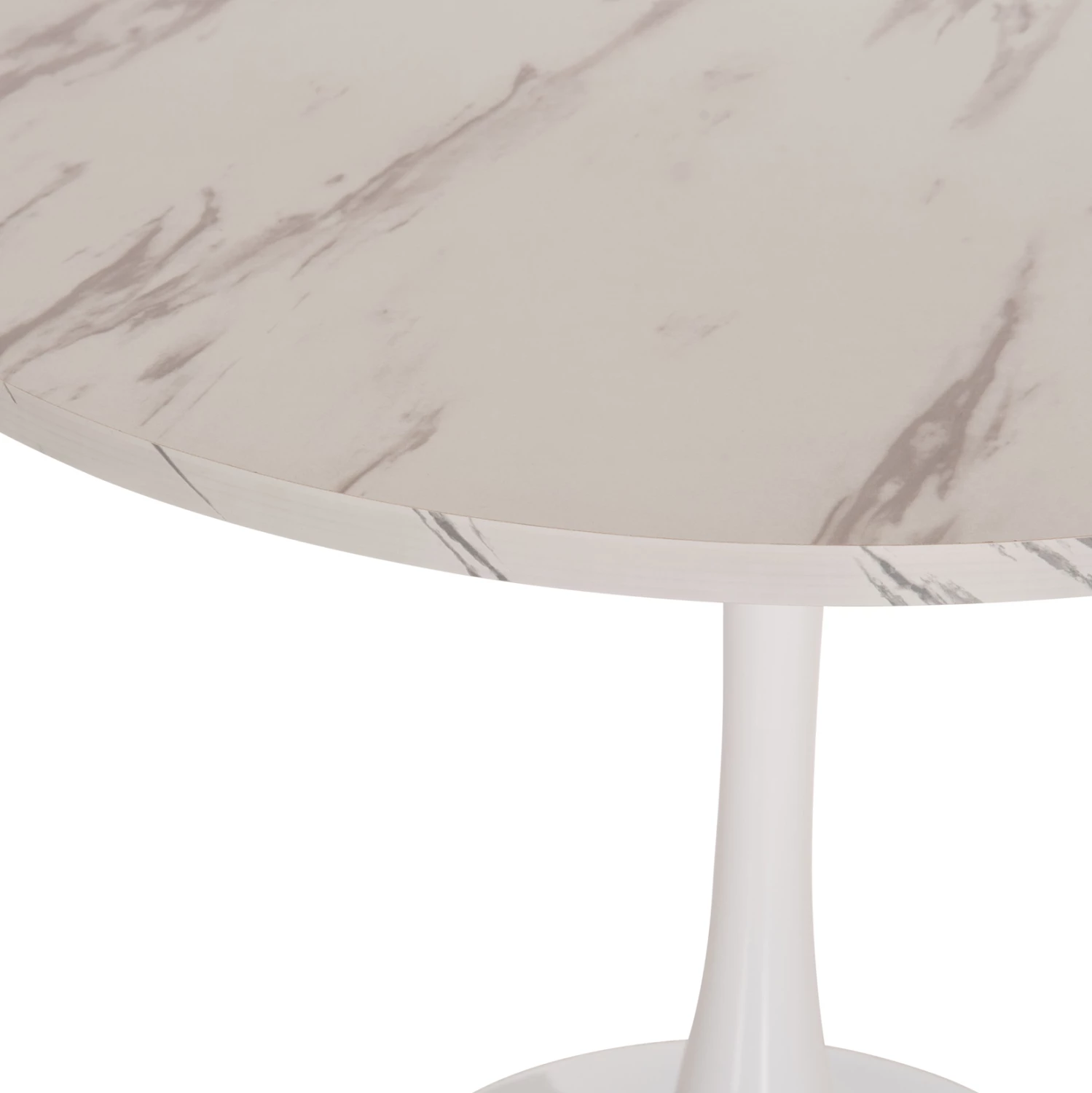 Tavolinë e rrumbullakët ngrënieje ROLLO, ngjyrë mermeri të bardhë, këmbë metalike, FH9421.11, 90x74cm